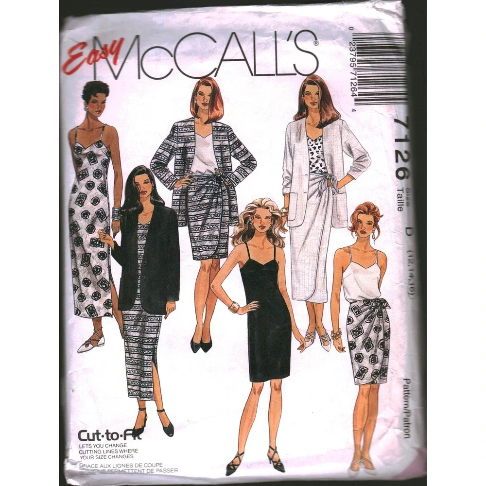 Vintage 1994 Easy McCalls 7126 Sewing Pattern‎ Jacket Dress Skirt Top Size 12-16